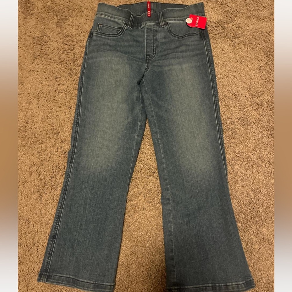 Denim cropped kick flare pants PETITE 👖spanx